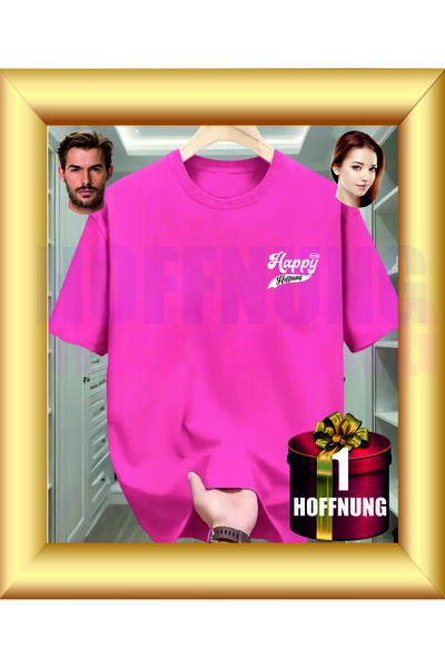HOFFNUNG Unisex Short Sleeve Round Neck Happy Printed Solid Color t Shirt