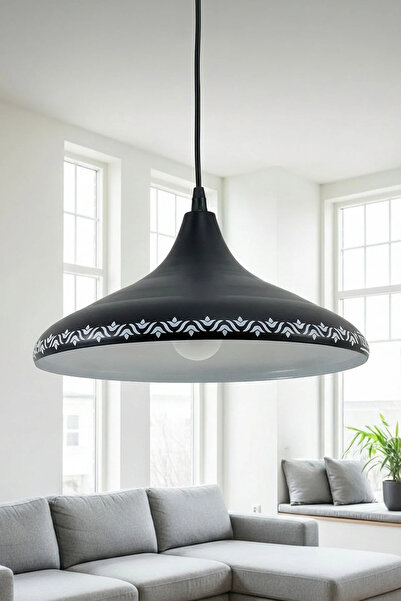Marrien Nova Tulip Modern Tekli Siyah Metal Sarkıt (35 cm) Salon, Mutfak & Ca...