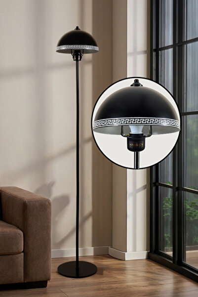 Marrien Luna Luxury Tek Ayaklı Siyah Modern Metal Lambader Oturma Odası & Yat...