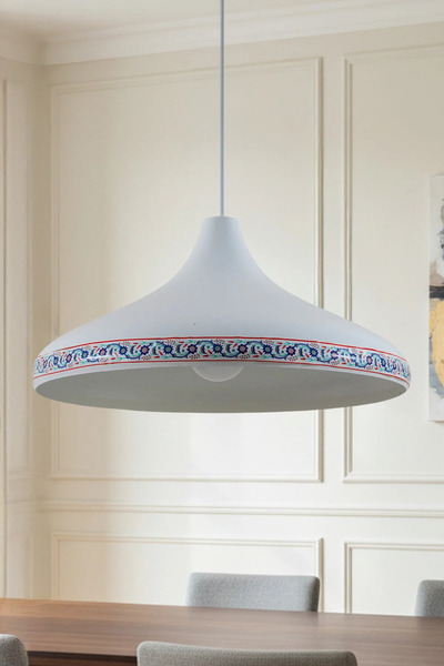 Marrien Nova Tile Modern Tekli Beyaz Metal Sarkıt (35 cm) Salon, Mutfak & Caf...
