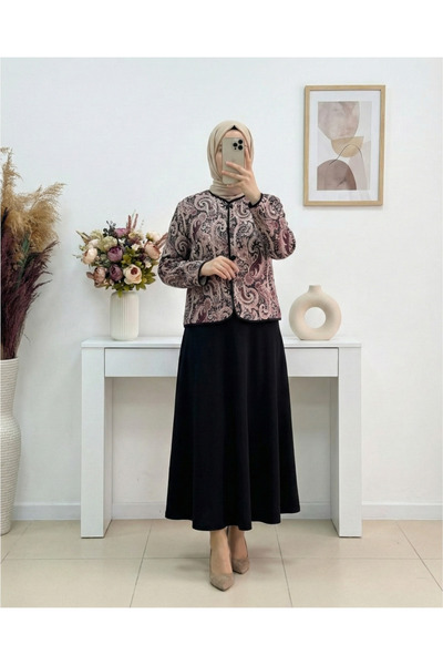 MİHRA STORE Σετ Σκούμπα με έθνικ σχέδια και φούστα Sürhan Jacket - MF247 Δαμα...