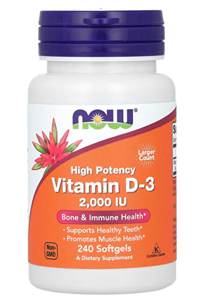 Now Foods Supplements, Vitamin D-3 2,000 IU, High Potency, Structural Support...