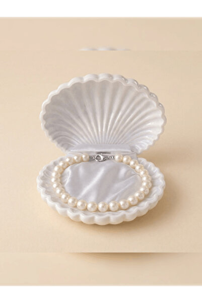 PURE BERRY LUX KREM RENK İNCİ BİLEKLİK İSTİRİDYE KUTU İÇERİSİNDE