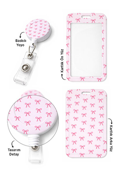 StormiStoretr Pembe Mini Fiyonk Çekmeli Kart Tutucu Koruyucu Yoyo Dikey Kartlık