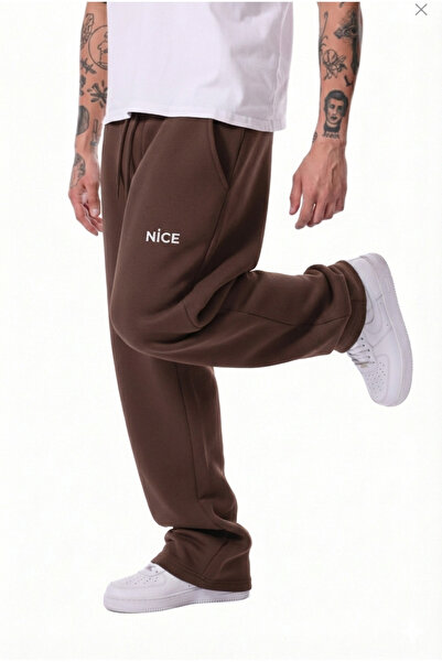 NİCE Τυπωμένο χειμερινό άνετο, καθημερινό φαρδύ παντελόνι φόρμας με 3 κλωστές