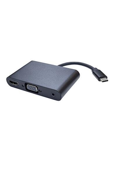Leonpro محول من النوع سي إلى HDMI + VGA + محول صوت وصورة 3 في 1 USB C