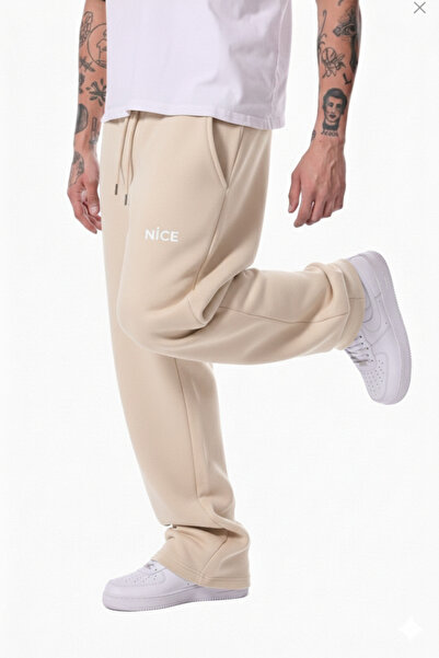 NİCE Baskılı 3 İplik Şardonlu Kışlık Rahat,Günlük Baggy Eşofman Altı