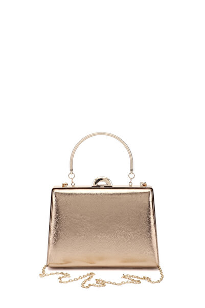 GÖNDERİ(R) Geantă de seară cu lanț lung din bronz și curea de mână și de umăr...