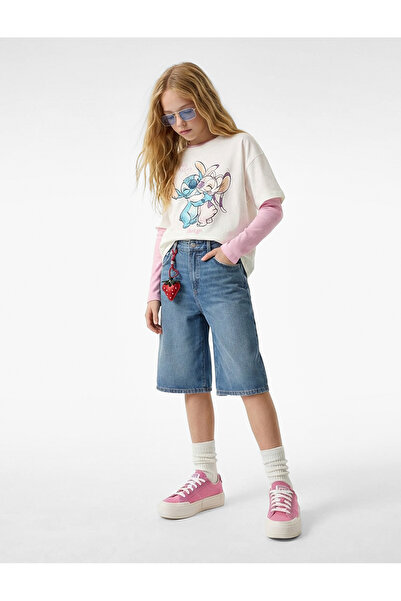 Koton Tricou cu licență Stitch cu imprimeu Cotton guler rotund cu mânecă scurtă