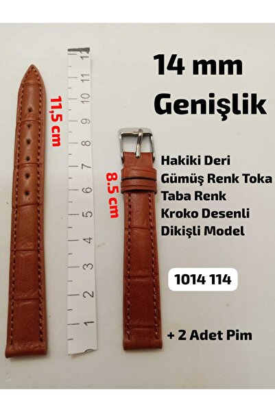 Brality 14 mm Compatible Watch Strap (Anti-Allergic Leather) Tan Color Crocod...