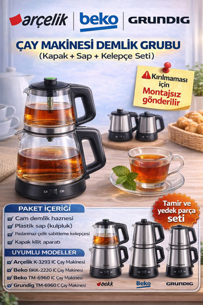 Arçelik Orjinal 3293 Ic - 3293 In Çaycı Uyumlu Cam Demlik