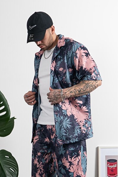 UKHWD SUPPLY Floral Kamuflaj DryTech Oversize Erkek Gömlek UK1187KS