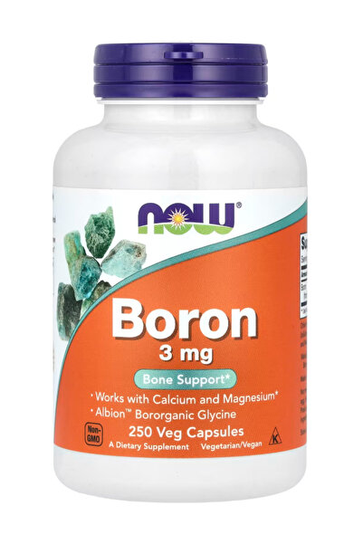 Now Foods Boron 3 mg (Bororganic Glycine), Structural Support 250 Veg Capsules