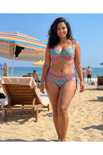 hazelin Жіночий фуксія багатоколірний етнічний візерунок бікіні комплект HZL2...