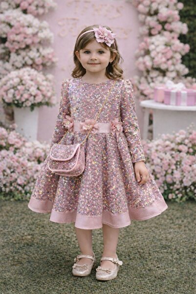 SÜSLÜ PİNK KİDS فستان بناتي