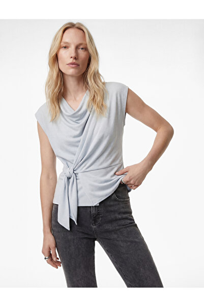 Koton Блузка з розкішним коміром, короткими рукавами, вузликами та блискучими...