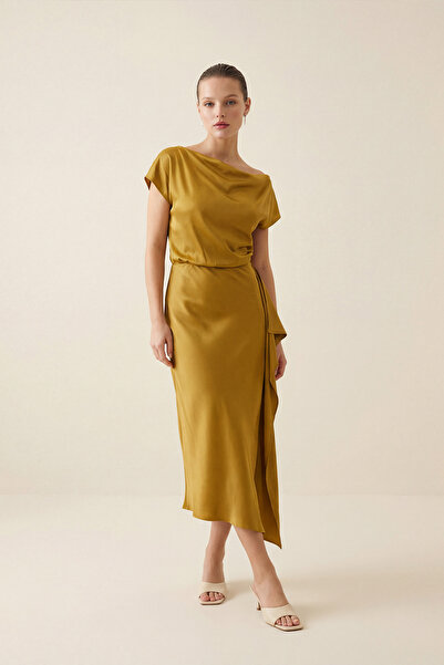 Setre Saffron Collar and Skirt Detailed Waist-Fitted Midi Dress