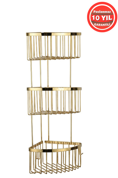 BanyomHome Altın Gold Derin Şampuanlık Paslanmaz Pirinç 3'Lü 19x19 cm Şampuan...