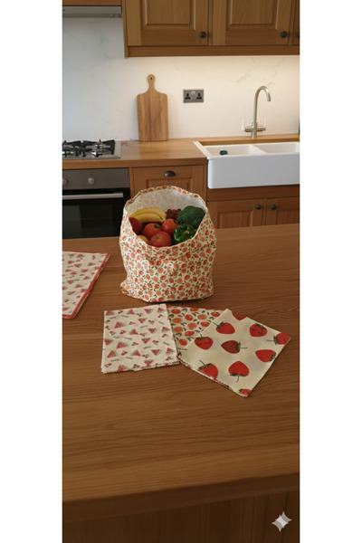 Vera Food حقيبة تخزين من شمع النحل الطبيعي 100%، حقيبة واحدة - 3 قطع (35*30 ح...