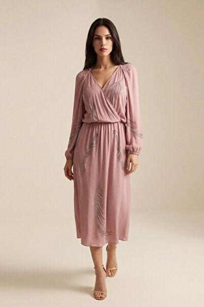 Setre Powder Collar and Stone Detailed Waist Gathered Long Sleeve Relaxed Cut...