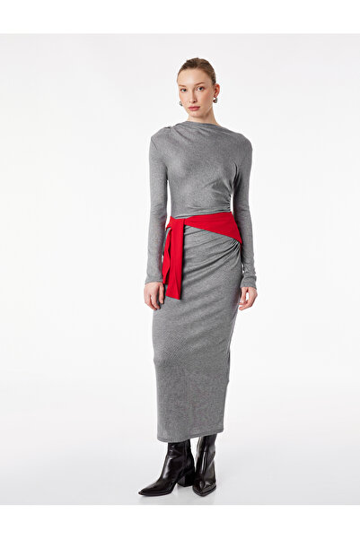 Koton Rochie midi tip creion, cu croială slim, mâneci lungi și decolteu rotund