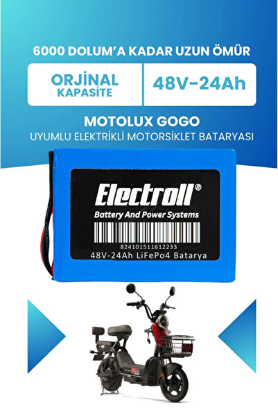ELECTROLL Motolux Gogo Uyumlu Batarya (Standart Kapasite) LiFePO4 48V 24Ah El...