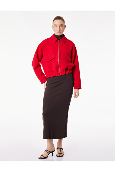 Koton Modal Fabric Slim Fit Slit Midi Pencil Skirt