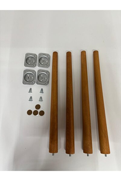 HAMADEX 50 cm Açık Meşe Konik Ayak Ahşap Mobilya Ayağı plastik Aparat– 4 Adet...