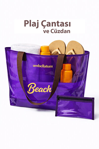 umbellatum Geantă de plajă pentru femei Geantă de umăr de plajă din PVC impri...