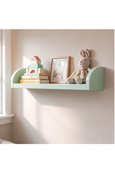WoodArtDesign 1 adet Yeşil Çocuk Odası Duvar Rafı – Oyuncak ve Kitap Rafı (Mo...