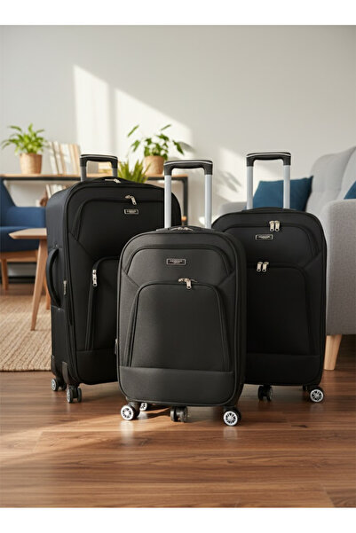 KARİZMA POLO 5 TEKERLİ-DİPLOMAT-ÇOK HAFİF-LÜX SEDEFLİ KUMAŞ 3 LÜ SET VALİZ