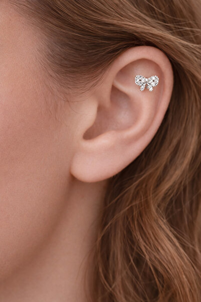 Sacce Scarves&Accessories Gümüş Renkli Taşlı Kurdele Fiyonk Figürlü Piercing ...