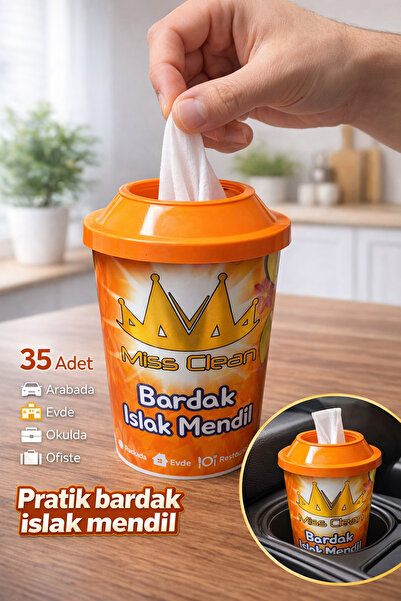 MissClean 35 Lİ Araç İçi Bardak Islak Mendili - Oto Bardaklık Uyumlu Kurumaz ...