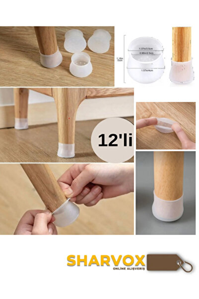 Sharvox Pachet de 12 protecții albe din silicon pentru podea |   Mobilier, pr...