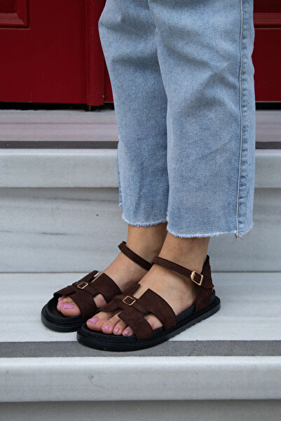 diya shoes MELYS Kadın sandalet ortapedik taban süet günlük