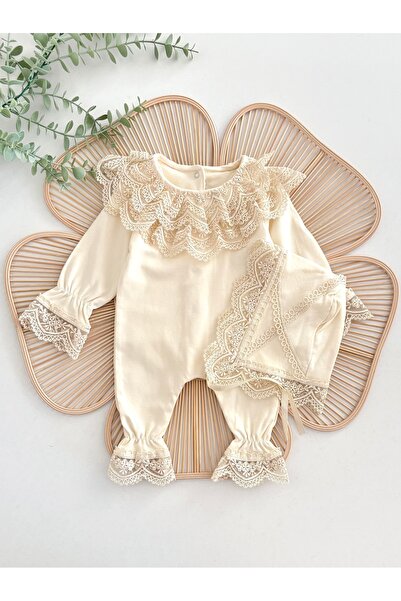 Jammybaby Carmen Tulum Güpür Dantelli Şapka %100 Pamuk Penye Kız Bebek Takım ...