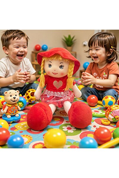 Universul Jucăriilor Păpușă de pluș pentru fetițe, pălărie și codițe blonde, ...