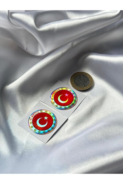 CEBECİOTO AY YILDIZLI TÜRKİYE PLAKA PULU 3X3 ÖLÇÜ 2 ADET STİCKER OTO-MOTO AKS...