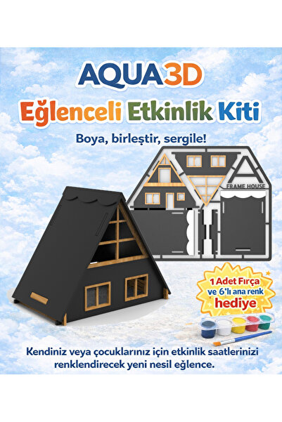 Aqua Eğlenceli Etkinlik Kiti - A Frame Ev (6'lı Boya ve Fırça Hediye)