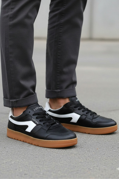 Lufian Чоловічі шкіряні кросівки Повсякденне взуття Чорні JK