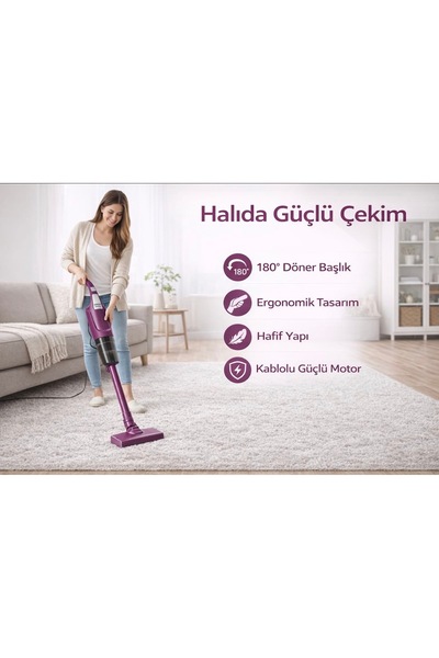 Lush Dik süpürge 2 ın 1 döner başlıklı (KOLTUK ALTLARI İÇİN) 2 katmanlı hepa ...