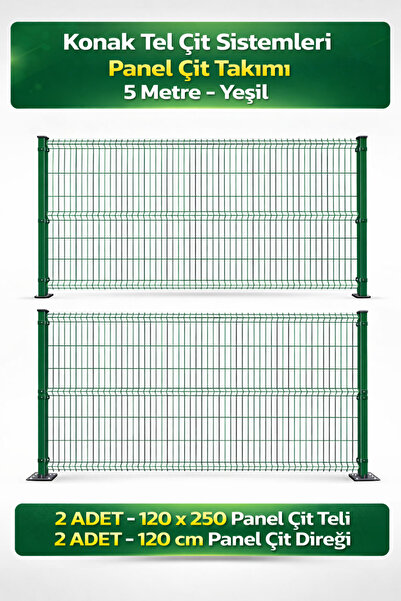 Konak Tel Çit Aksaray 2 ADET Takım Yeşil Bahçe Panel Çim Çiti Teli 120x250 cm...