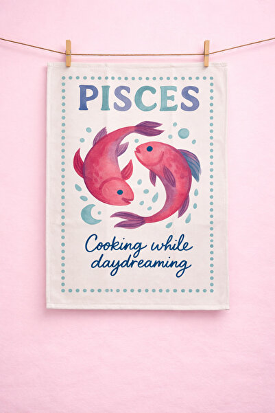 Typoniq Zodiac Pisces Cotton 2-Piece Kitchen Towel Set (40X50 cm)
