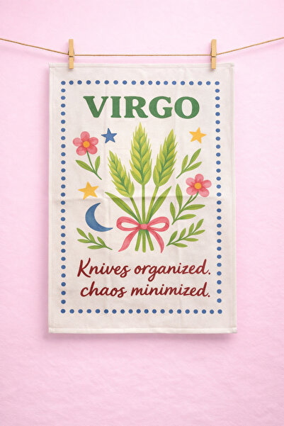 Typoniq Zodiac Virgo Cotton 2-Piece Kitchen Towel Set (40X50 cm)