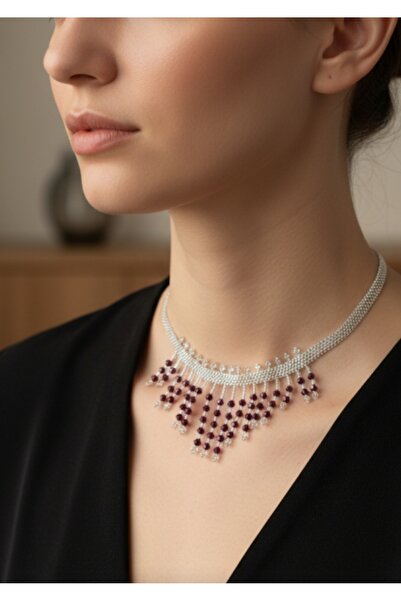 Ceciletta El Yapımı Choker , Kristal Kadın Tasma Kolye