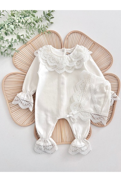 Jammybaby Carmen Tulum Güpür Dantelli Şapka %100 Pamuk Penye Kız Bebek Takım ...