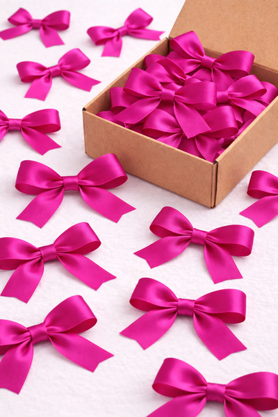 edalle 50 قطعة من فيونكة ساتان فوشيا جاهزة صغيرة 10 ملم مصنوعة يدويًا