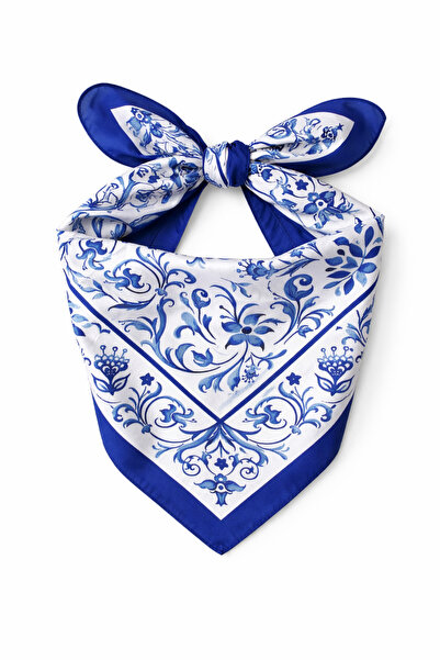 KUMSAL AKSESUAR Çini Desen Fular Bandana 50x50cm