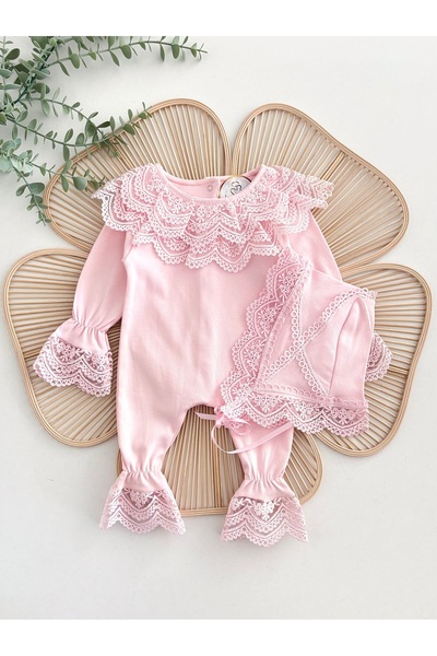 Jammybaby Carmen Tulum Güpür Dantelli Şapka %100 Pamuk Penye Kız Bebek Takım ...