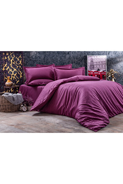 vionetta طقم غطاء لحاف مزدوج من القطن الساتان المخطط من سلسلة موردوم فندقية م...